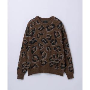 セーター ニット 「SLICK/スリック」Mole Yarn Leopard Jacquard Knit Pullover/モールヤーンレオパードジャ