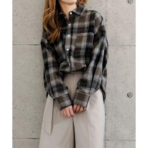ブラウス シャツ チェックロングシャツ レディース