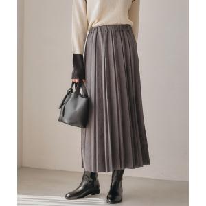 スカート スエードプリーツロングスカート