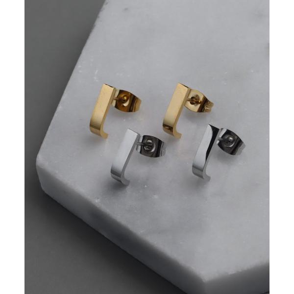 ピアス 金属アレルギー対応ミニマルカーブメタルピアスMサイズ レディース メンズ