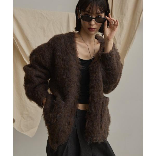 カーディガン loose shaggy knit cardigan/貴族式シャギーニットカーディガン...