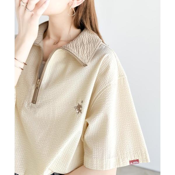 「Java」 半袖ブラウス LARGE アイボリー レディース