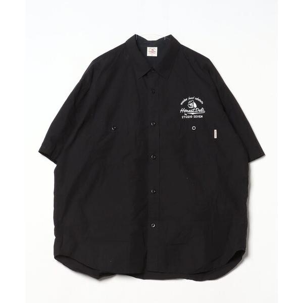 「STUDIO SEVEN」 ワンポイント半袖シャツ X-LARGE ブラック メンズ