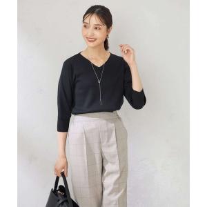 ニット セーター 「UVカット/洗える」Vネック美ラクるパフスリーブニット レディース