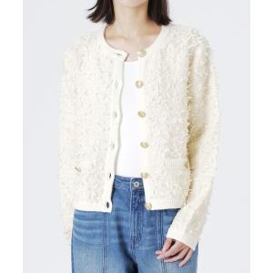 カーディガン ツイードコンビカーディガン レディース