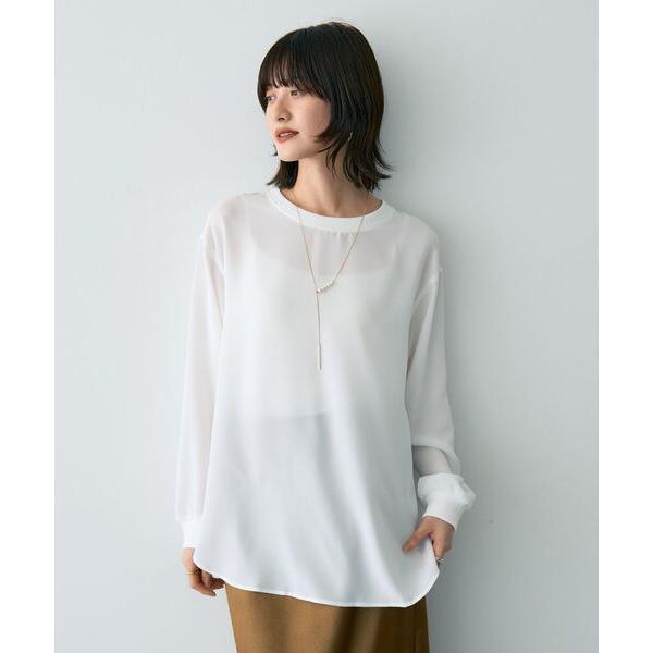 ブラウス シャツ リブMIXジョーゼットブラウス レディース