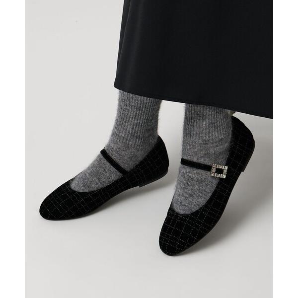 シューズ グリッター ベルベット メリージェーン シューズ レディース