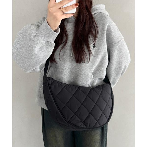 ショルダーバッグ バッグ キルティングハーフムーンショルダーバッグ レディース