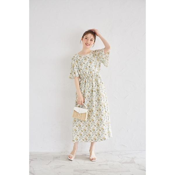 ワンピース 「ZOZO限定」ウエストシャーリングフローラルフラワーワンピース