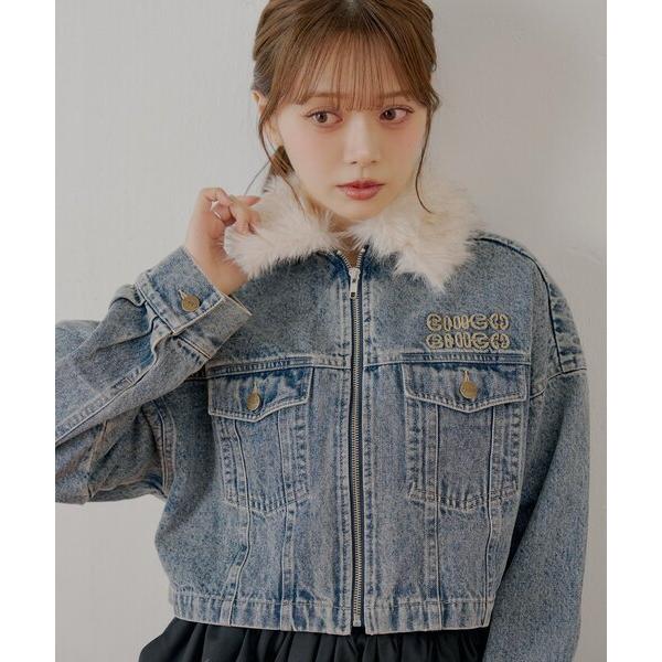 ブルゾン アウター 「WEB限定」ファー取り外し胸ロゴショート丈ブルゾン レディース