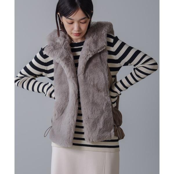 ベスト ジレ 異素材ＭＩＸダウンファーベスト レディース