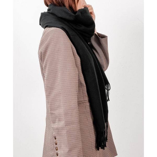 マフラー ストール 無地フリンジボリュームストール レディース