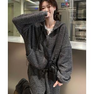 nonomi セットアップ ナンバーロゴオフショルダースウェット