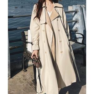 トレンチコート コート 「CANVAS＋」共ベルト付きグラデーション衿ロングトレンチコート レディース メンズ