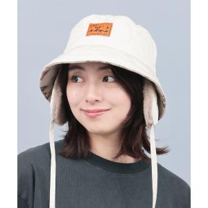 キャップ 帽子 耳当て付きキルティングバケットハット レディース