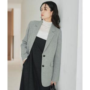 グレー ノーカラースーツジャケット　グリーンレーベルリラクシング　セットアップ GREEN LABEL RELAXINGセットアップスーツ ノーカラージャケット