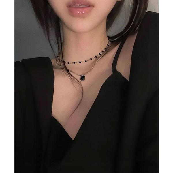 ネックレス ビーズ＆チェーン二連ネックレス(LEY) レディース メンズ