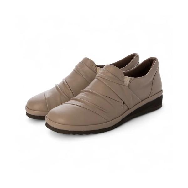 スリッポン 「3E」スクエアトゥドレープスリッポン レディース