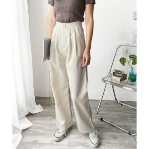 スラックス パンツ オフィスにもデイリーにも頼れる一本　タック入りスラックスパンツ レディース