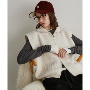ベスト ジレ ジップアップニットベスト レディース