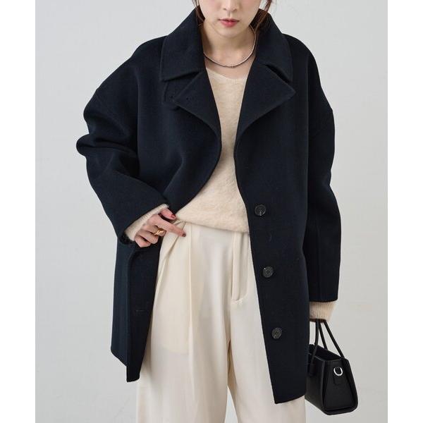 コート アウター ビッグカラーリバーミディコート レディース