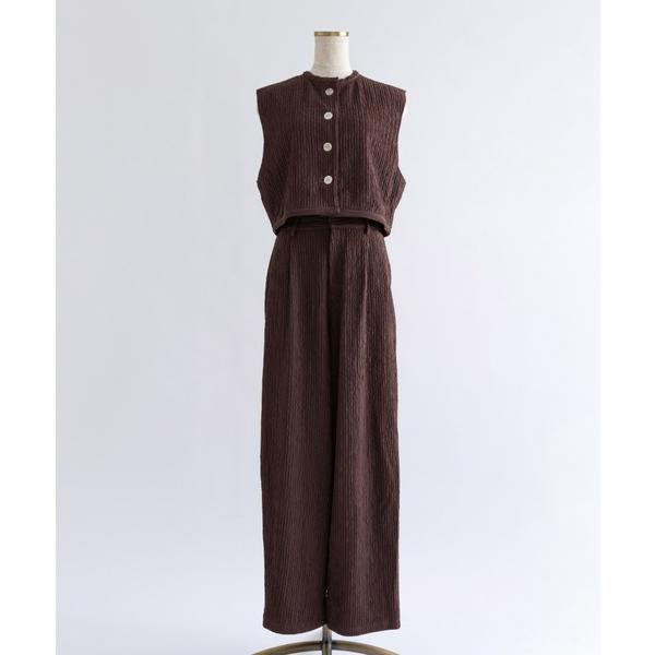 パンツドレス Sleeveless Jacquard Suit