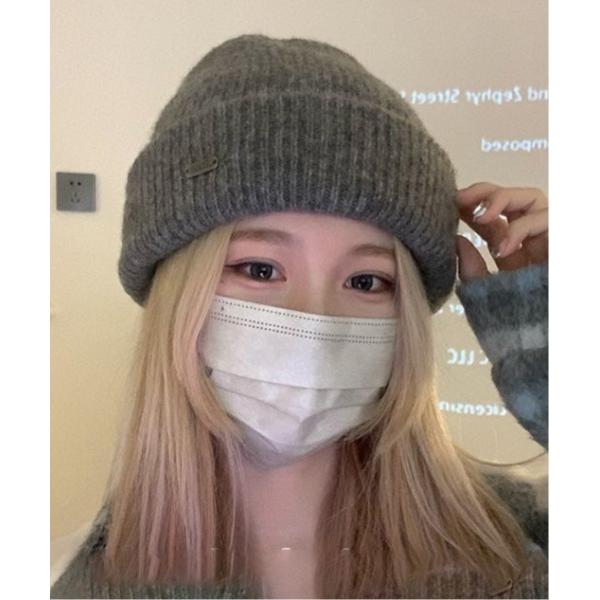 ニット帽 ニットキャップ レディース ワンポイント リブニット帽 レディース