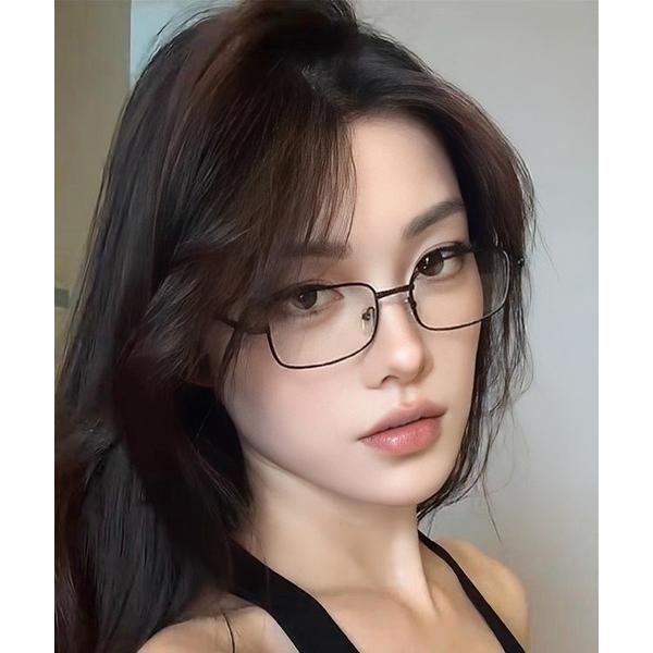 伊達メガネ メガネ 眼鏡 レトロスクエア メタルフレームメガネ レディース