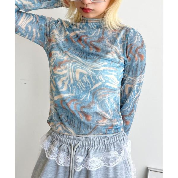 tシャツ CS　マーブルシースルートップス レディース