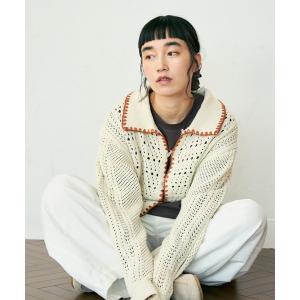 カーディガン ステッチアクセントニットカーディガン レディース