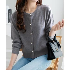 カーディガン パールボタンニットカーディガン レディース
