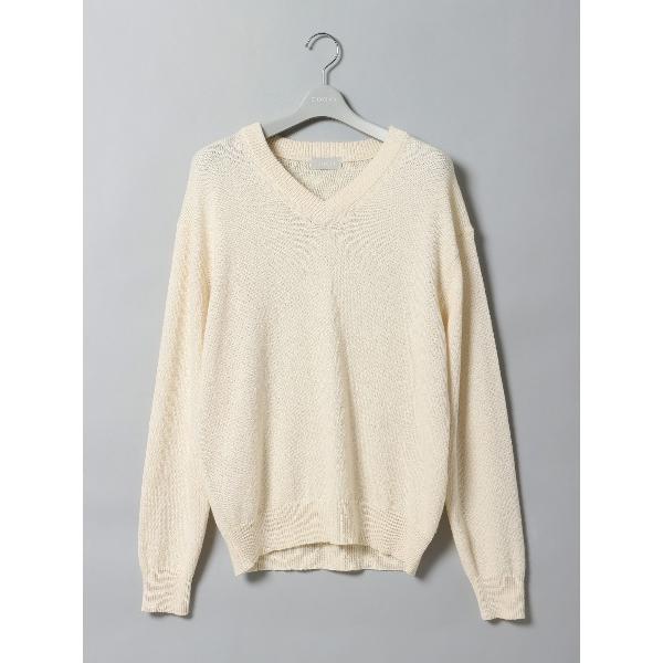 セーター ニット GOOVI Vネックニット 長袖 ウォッシャブル 和紙×ラムズウールブレンド メン...