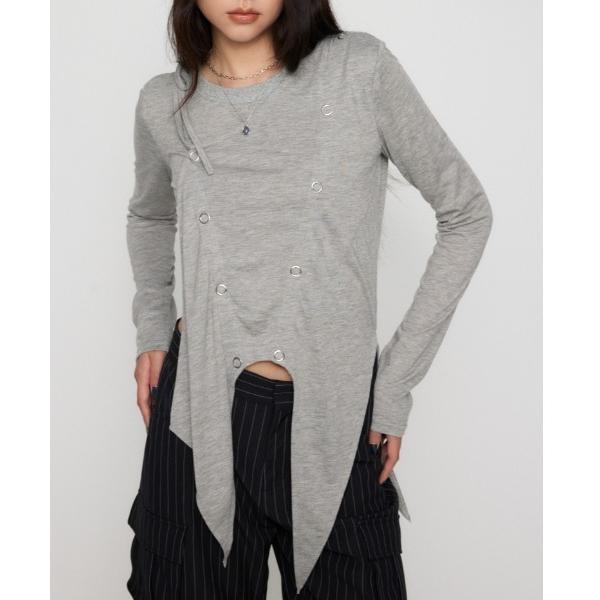 tシャツ HEM POINT RING BUTTON トップス レディース