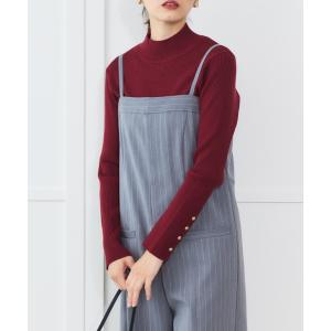 ニット セーター 「ZOZO限定」袖口ゴールドボタンボトルネックリブニット レディース