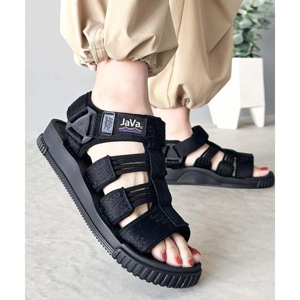 「Java」 フラットサンダル 24.0cm ブラック レディース