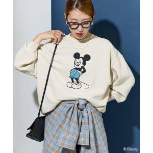 トレーナー スウェット 限定展開　別注/Mickey Mouse/ミッキーマウス/前後 プリン トvintage 加工 スウェット レディース