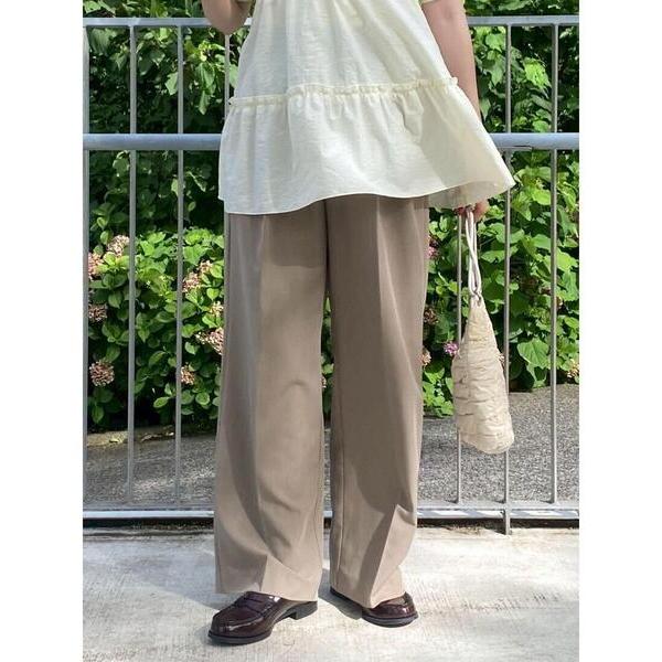 パンツ センタープレスツータックスラックス レディース