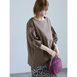 ブラウス シャツ バックリボン綿麻7分袖ブラウス レディース