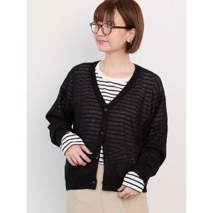 カーディガン 麻タッチVネックカーディガン レディース