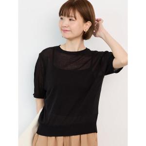 ニット セーター 麻タッチ半袖ニット レディース