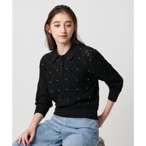 ニット セーター フェイクパール レース プルオーバー ニット ウォッシャブル レディース