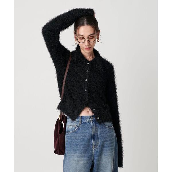 カーディガン ポリエステル シャギーカーディガン ウォッシャブル レディース