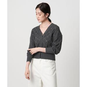 カーディガン フェイクパール レース カーディガン ウォッシャブル レディース