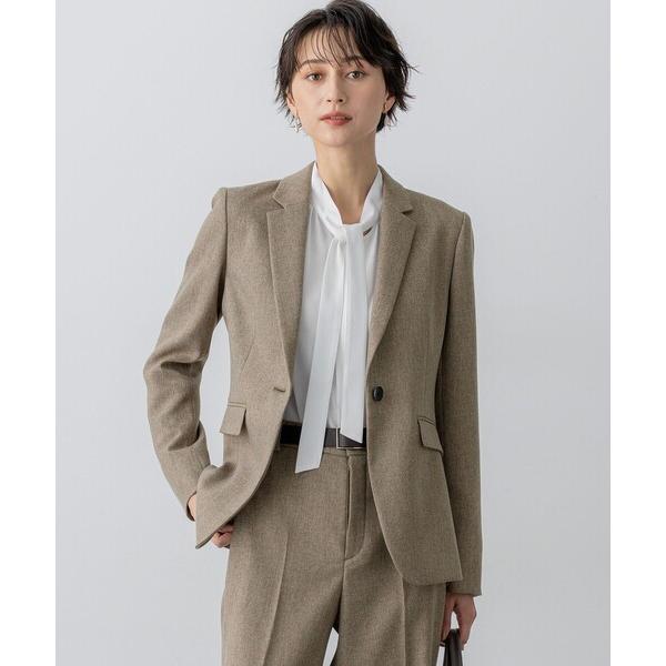ジャケット テーラードジャケット 「洗える」ウールライクカルゼ テーラード ジャケット レディース