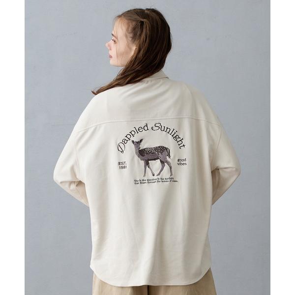 ブラウス シャツ バック刺繍オーバーシャツ レディース