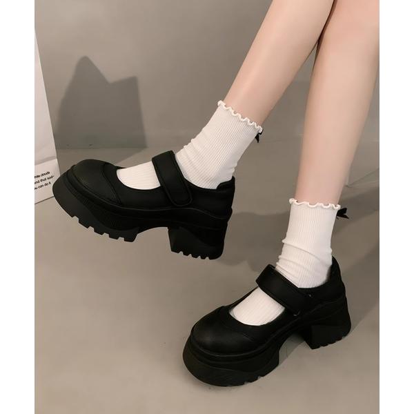 パンプス 厚底トラックソールメリージェーンパンプス