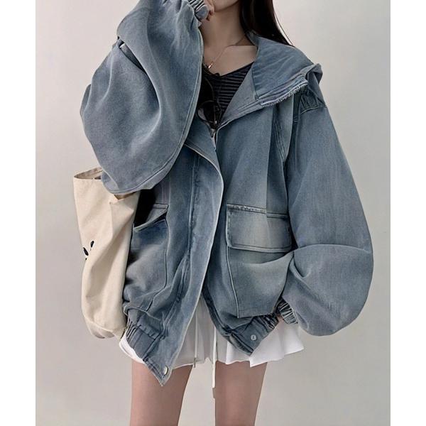 デニムジャケット gジャン フーディーオーバーサイズデニムブルゾン レディース