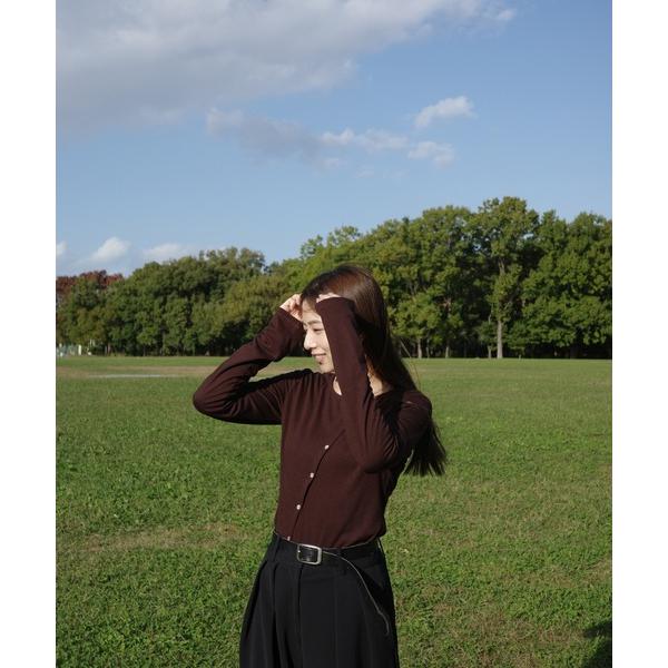 ニット セーター Slant button knit cardigan/スラントボタンニットカーディ...