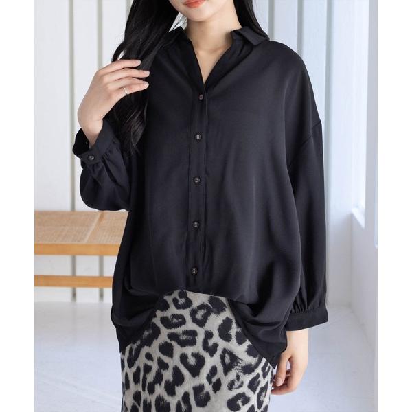 ブラウス シャツ バックレースアップ裾タック七分袖ブラウス「オフィスカジュアル 着回し抜群 大人」 ...