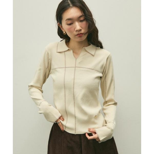 ニット セーター Mellow edge polo knit / メローエッジポロニット レディース